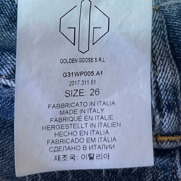 GGDB Golden Goose Women's Blue High Waisted Straight Cropped Denim Jeans Size 26 - Picture 6 of 7
